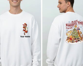Custom Name Winnie the Pooh Christmas Sweatshirt: Disney Winter Jumper | TCH 138