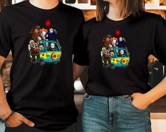 Horror Movie Villains Van T-Shirt: Funny Halloween Cotton Tee
