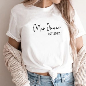 Personalized Mr and Mrs, Custom Wifey, Mrs Shirt, Bride and Groom Est, Wife And Husband Shirts, Just Married Tshirt, Honeymoon T-shirt