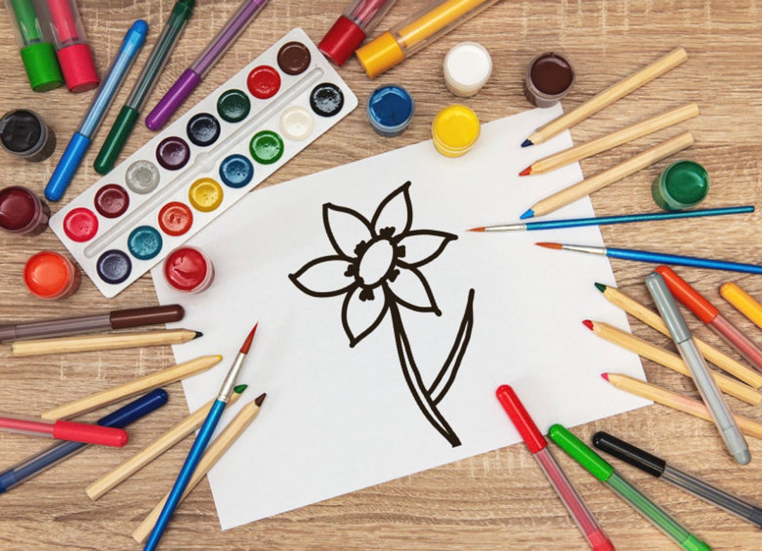 Painting Book Page in Volume 1 Hand Drawn Flower Use in Etsy