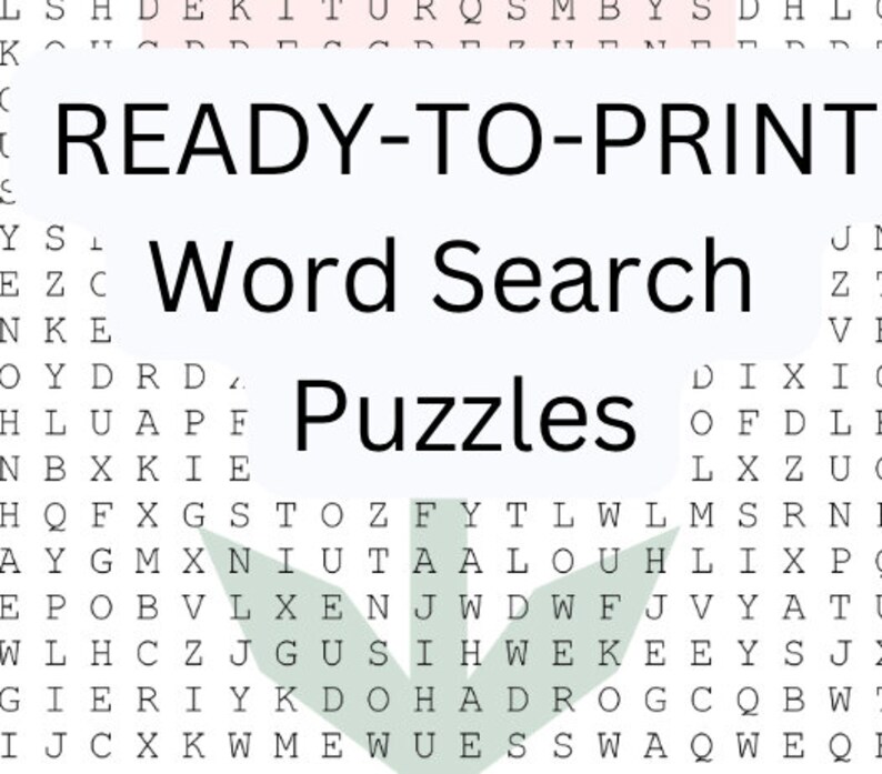 Word Search Puzzle Activity Sheet Flowers Digital Download Etsy