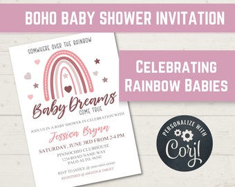 Rainbow Baby Shower Invitation- Printable, Customizable