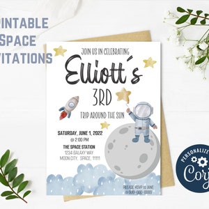 Invitation d’anniversaire d’espace neutre de genre! Imprimable et personnalisable
