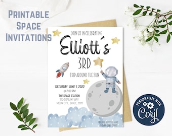 Gender Neutral Space Birthday Invitation! Printable & Customizable