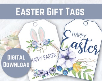 Elegant Easter Gift Tags - Printable Floral Designs (Digital Download)