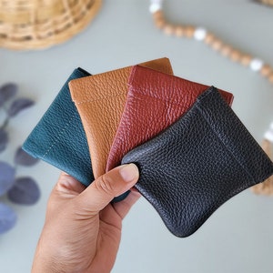 Monedero de cuero genuino / Bolsa de cuero marrón / Billetera de cuero metalizado / Bolso de cuero pequeño / Monedero / Bolsa para rosario / Bolsa para aceites esenciales