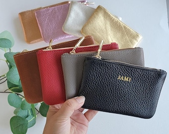 Porte-monnaie en cuir italien personnalisé : pochette métallique pour cartes de crédit