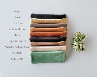 Leather Glasses Case: Squeeze Top Pouch, Handmade in USA