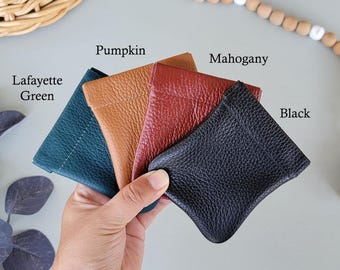 Porte-monnaie en cuir italien fait main : pochette souple, sac d'huiles essentielles