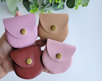 Porte-monnaie en cuir italien | Pochette faite main à bouton-pression