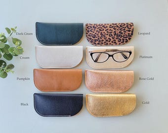 Étui à lunettes en cuir véritable : pochette souple, fabriquée à la main aux États-Unis