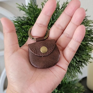 Italian Leather Ring Pouch with Key Ring - Handmade in USA