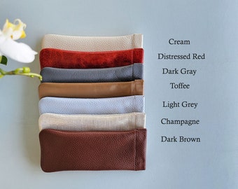 Handmade Italian Leather Glasses Case: Squeeze Top Sunglasses Pouch