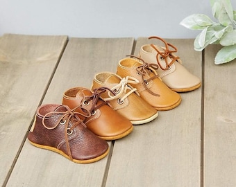Mocassins bébé en cuir oxford | Chaussures à lacets unisexes
