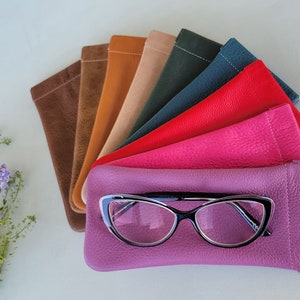 Étui à lunettes en cuir véritable | Pochette en cuir | Étui à lunettes en cuir doré métallique | Étui à lunettes | Étui à lunettes minimaliste | Pochette à lunettes