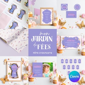 Ensemble de fête imprimable – Thème Jardin des Fées | Kit complet à imprimer | Invitations, déco, jeux & plus
