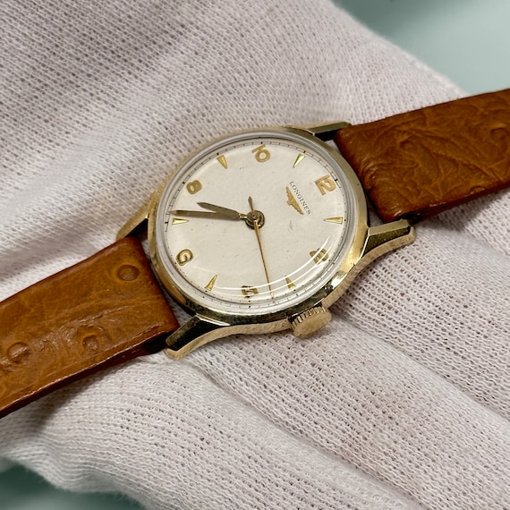 Longines Vintage 10k Gold Wind Up Watch c. 1943 Gem