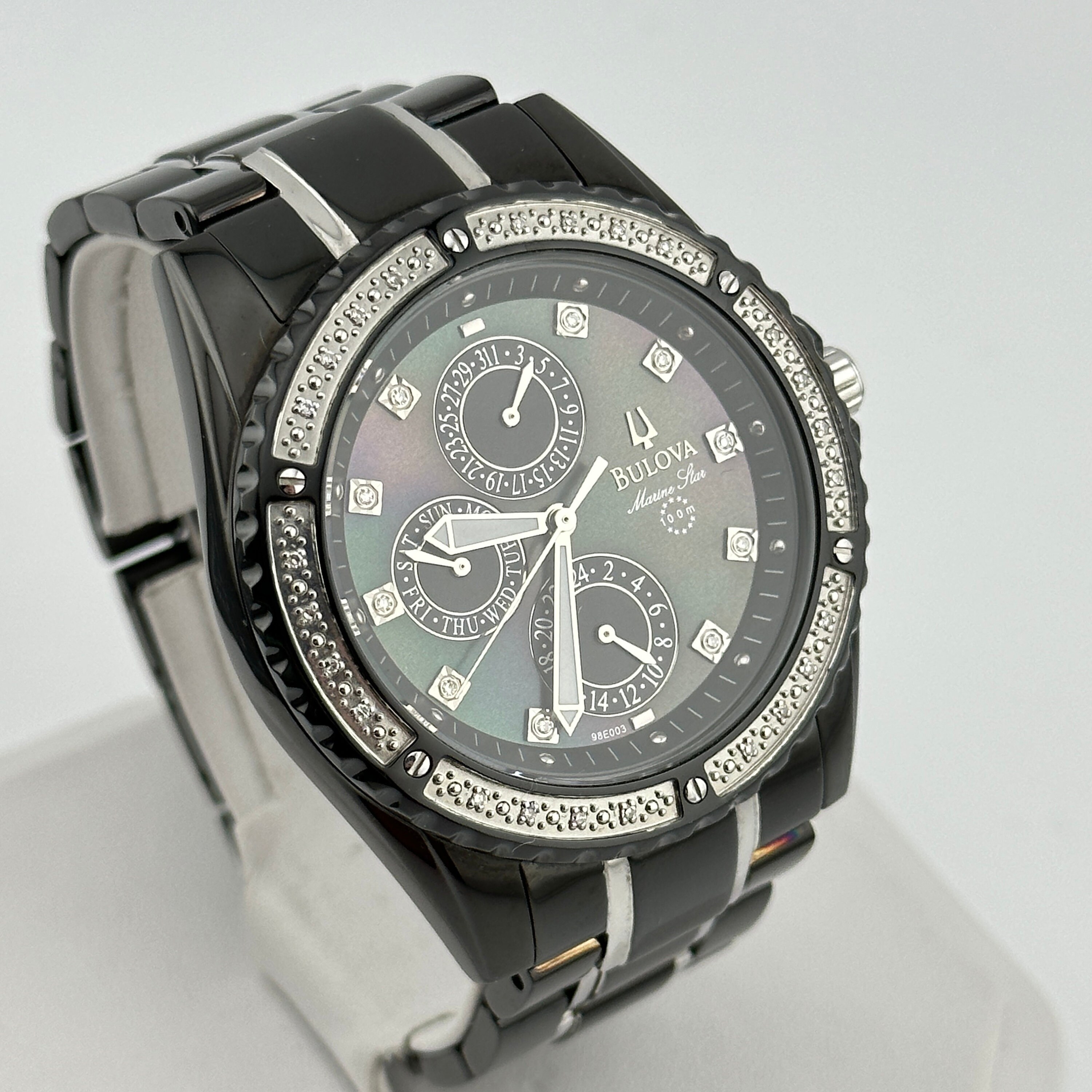 Bulova Marine Star Chronograph Mens 42mm Watch With Diamond Accents Etsy