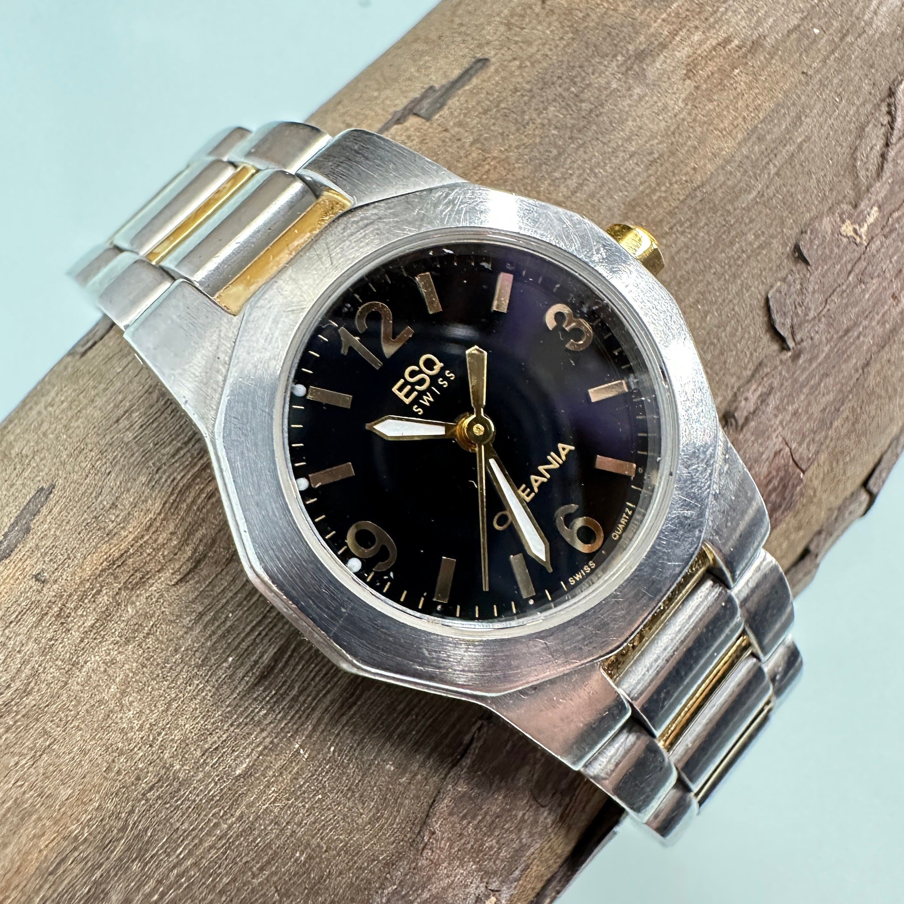 Vintage ESQ Oceania Swiss Watch: Two-tone Stainless Steel 