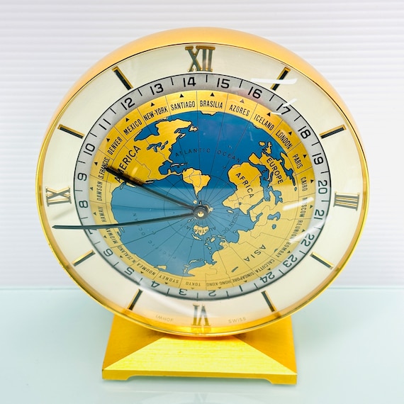 Imhof World Time Desk Clock Imhof, Swiss C.1975 - Etsy