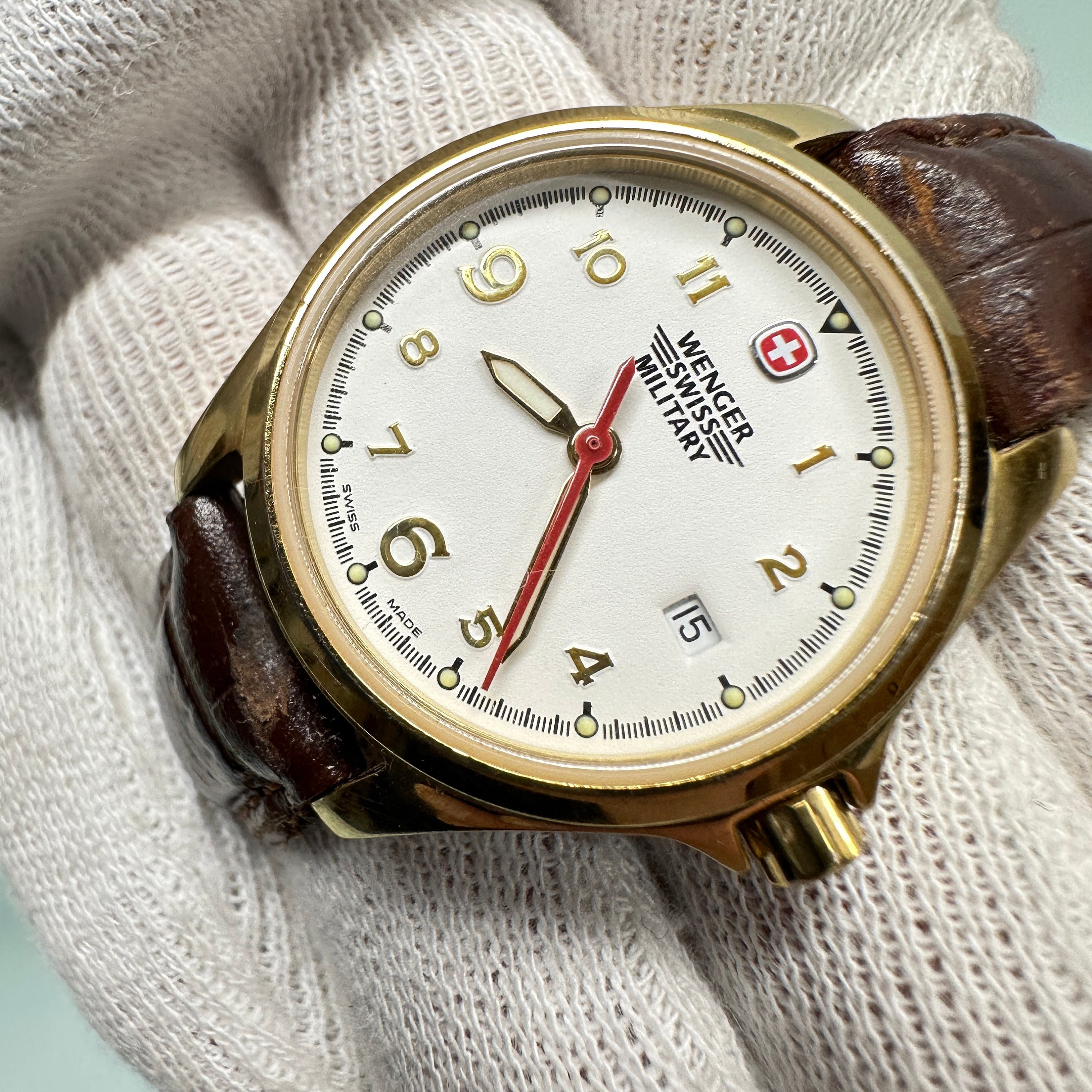 Wenger Swiss Military Gold Tone Watch With Date Etsy