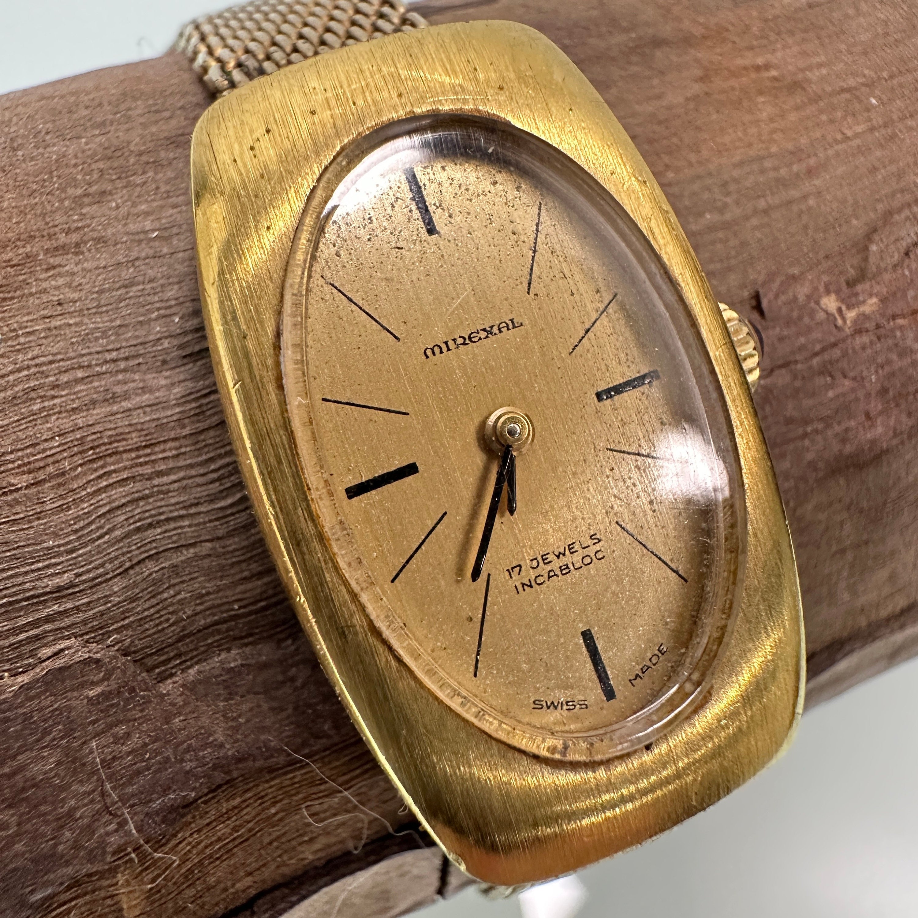 Antique Mirexal Swiss Gold Cocktail Watch With 17 Jewels C. 1950