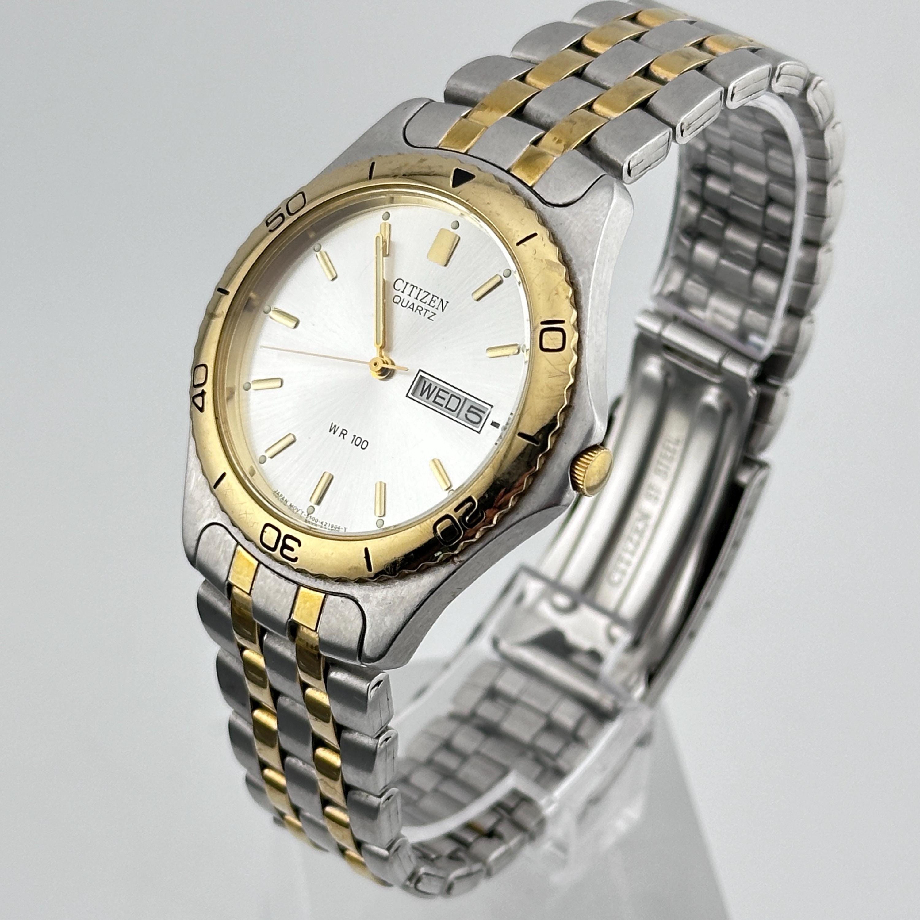 CITIZEN CHRONOGRAPH ゴールド文字盤クォーツ WR100 Citizen Wr100 Chronograph Yellow Citizen Gents Chronograph