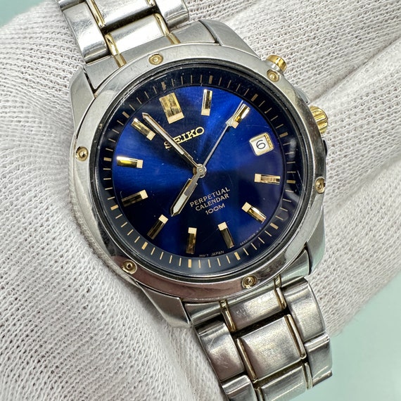 Seiko Mens Perpetual Calendar Two-tone Stainless Steel Watch - Etsy