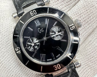 Guess Collection Stainless Steel Case Black Dial Swiss Ceramic Black Wristwatch