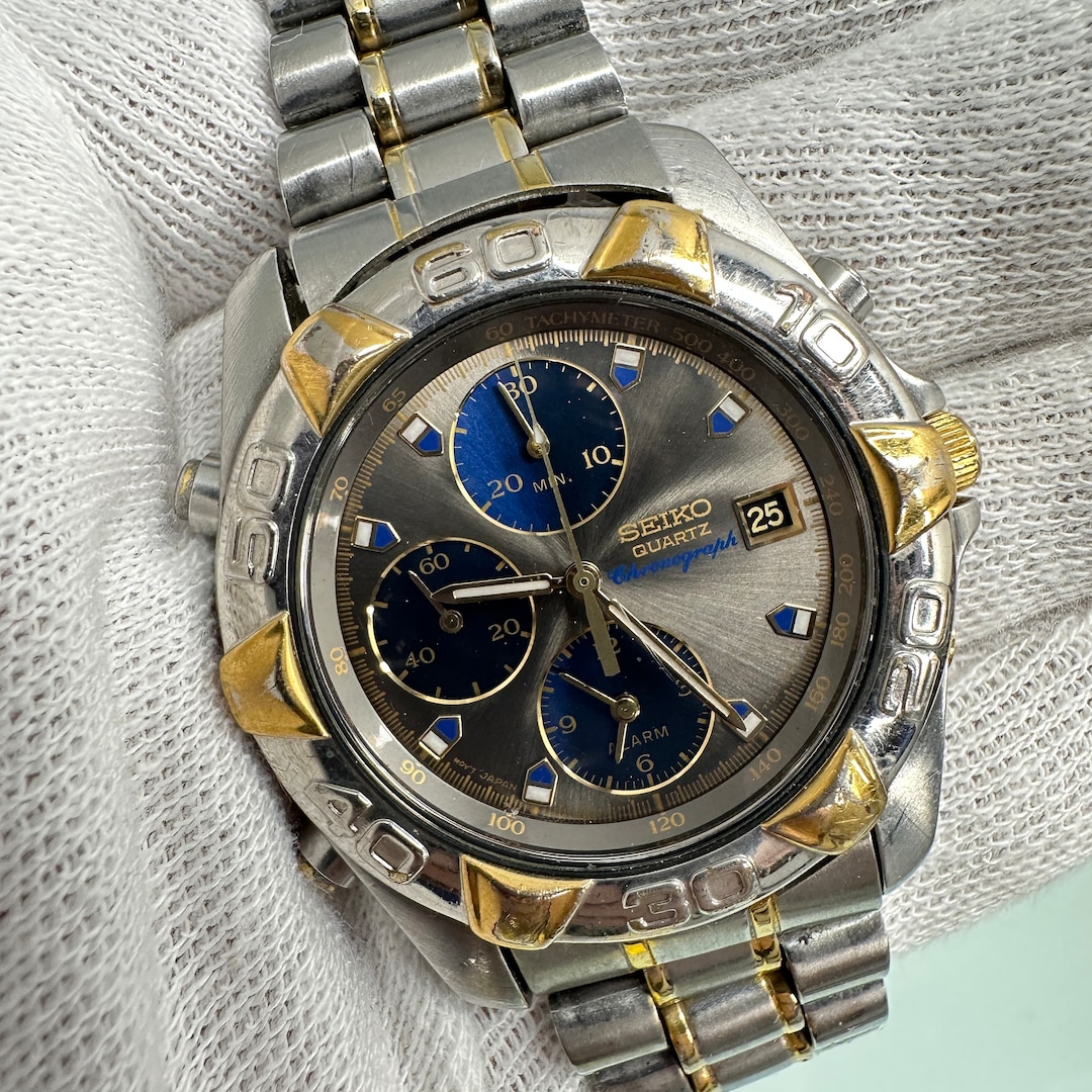 Seiko Chronograph 7T32-6E89 Quartz Watch With Two Tone Gold - Etsy