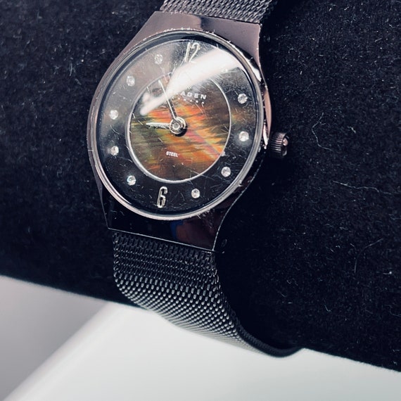 SKAGEN Black Steel Mesh Watch With Black Mother of Pearl  display picture 1