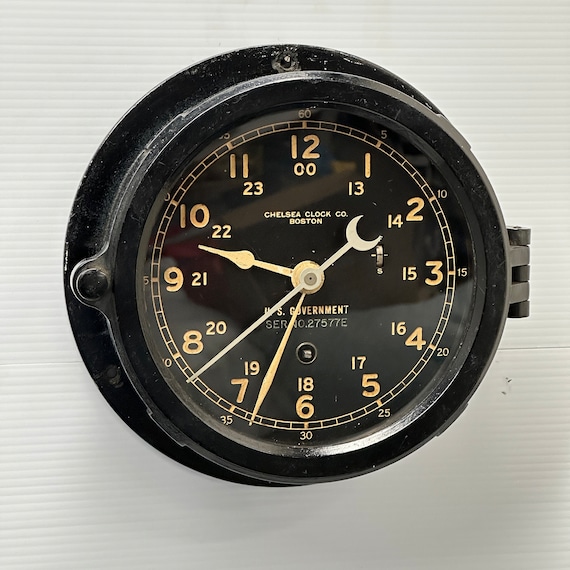 CHELSEA CLOCK 米国海事委員会　マリンクロック　大戦当時物 Chelsea US Government WWII Bakelite Ship Clock - Boston Mass. C