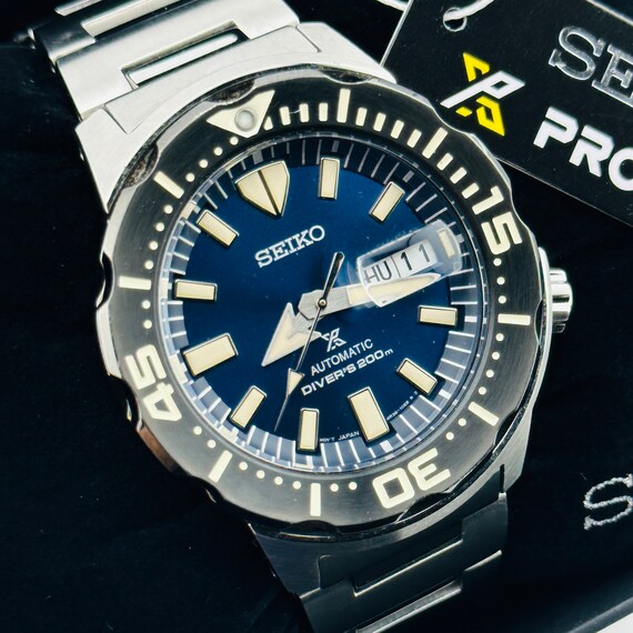Seiko Automatic Blue Monster 42mm Dive Watch - Etsy