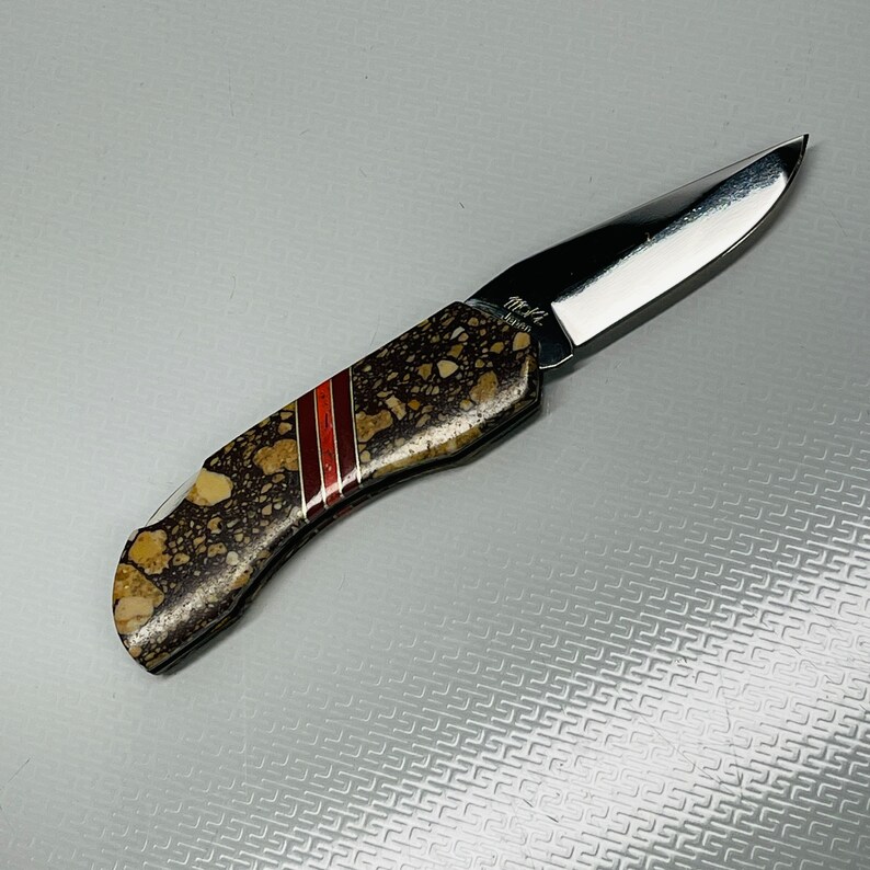 Lakota Teal Gentlemans Pocket Knife Jasper Scales Made by Etsy