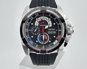SEIKO Velatura Yachting Timer ブラック Genuine Seiko VELATURA Yachting Timer Spc007 Black Rubber