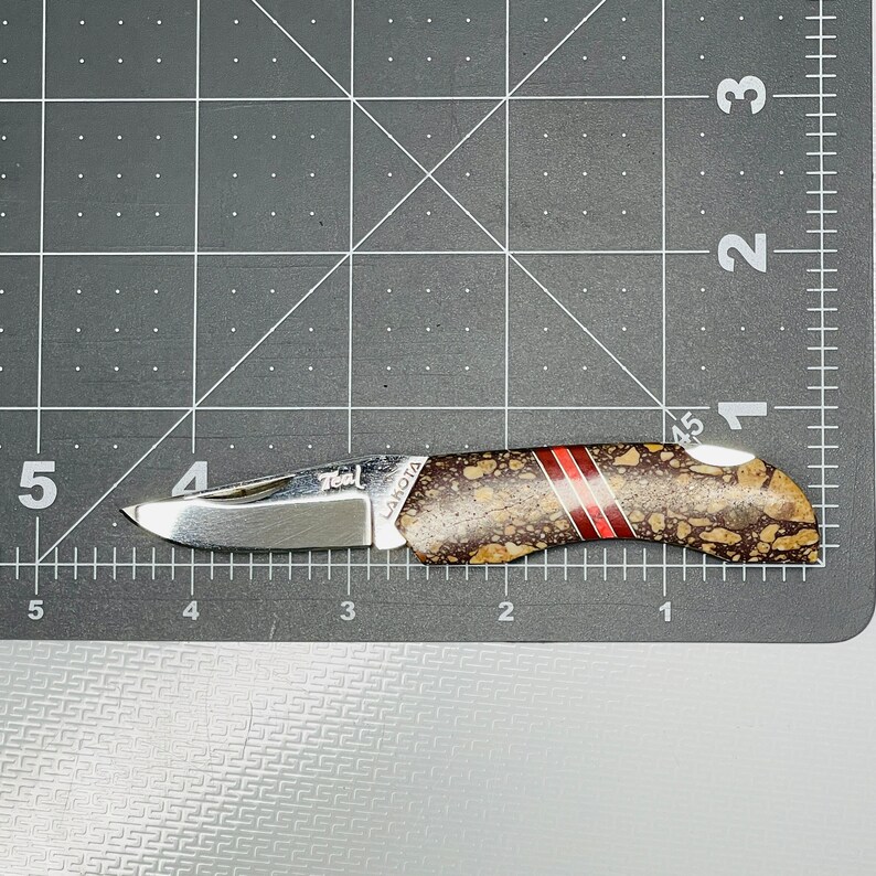 Lakota Teal Gentlemans Pocket Knife Jasper Scales Made by Etsy