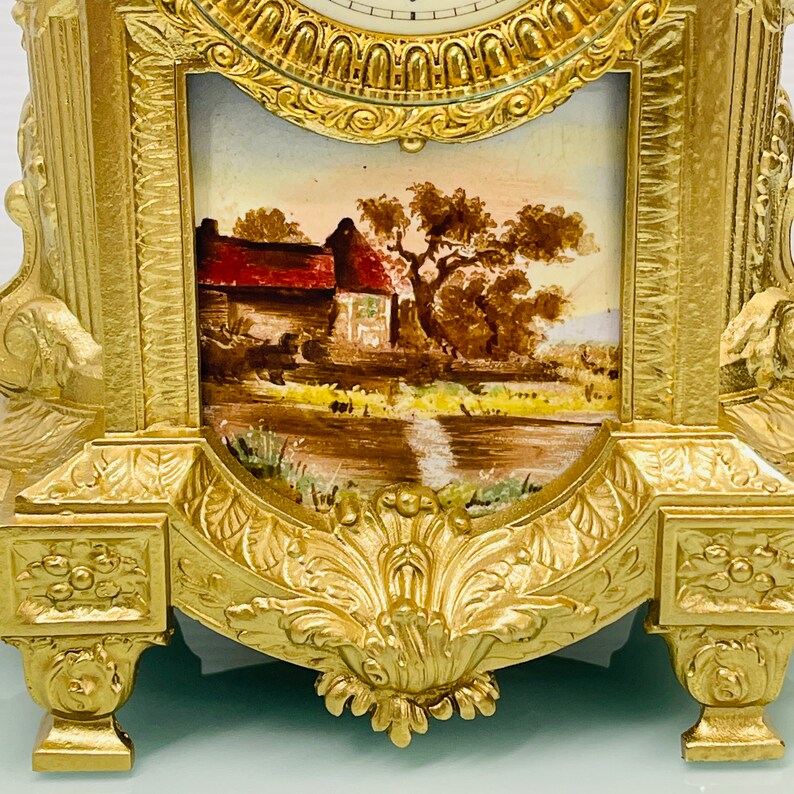 Ansonia Ormolu and Royal Bonn German Hand-painted Ceramic Mantel Clock ...