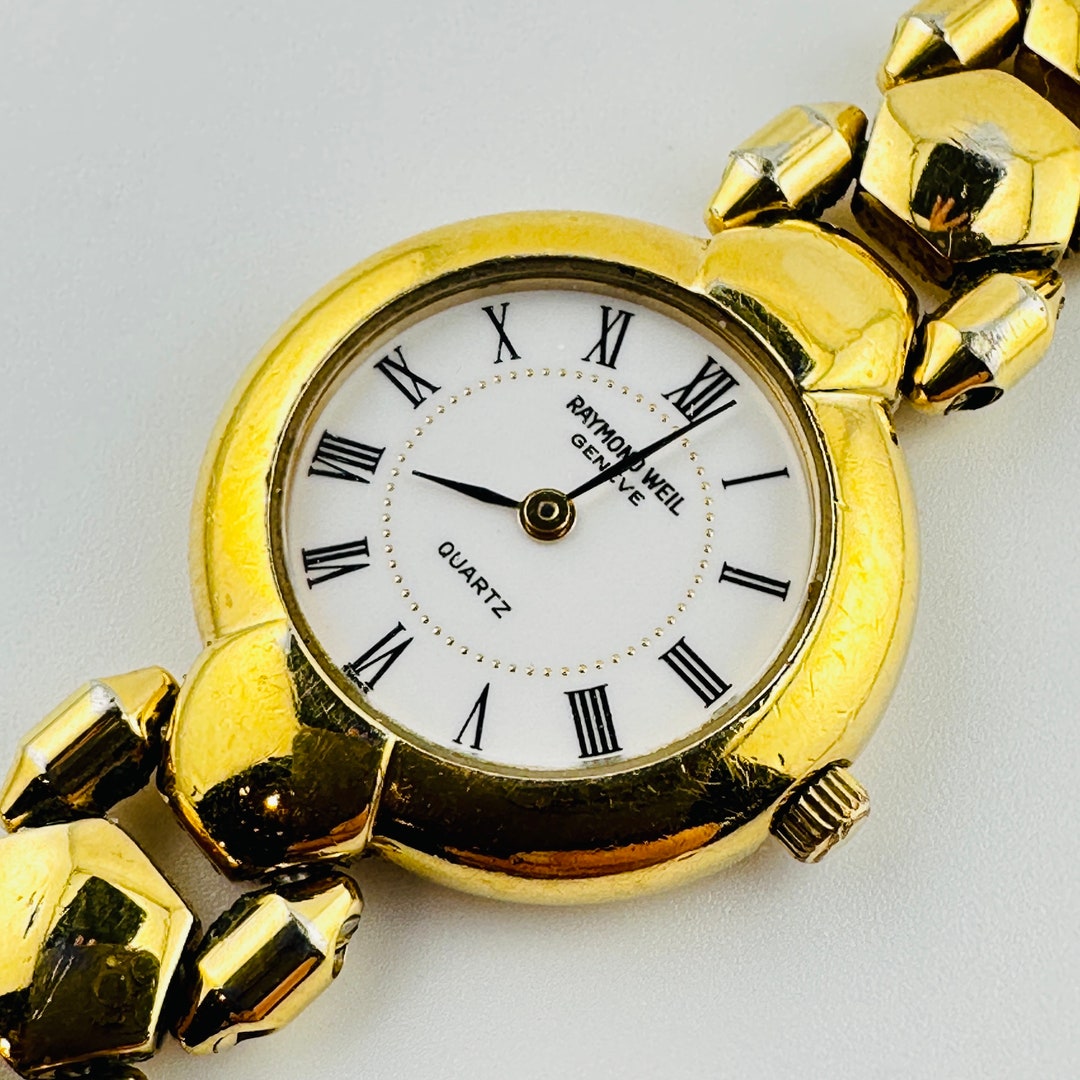 [鑑定済] RAYMOND WEIL QUARTS 18K GOLD 腕時計 Raymond Weil 18K Electroplated 10M/113 Swiss Made Quartz