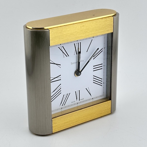 Tiffany & Co. ゴールド置時計 Tiffany & Co. Gold and Steel Swiss Made Alarm Clock - Etsy