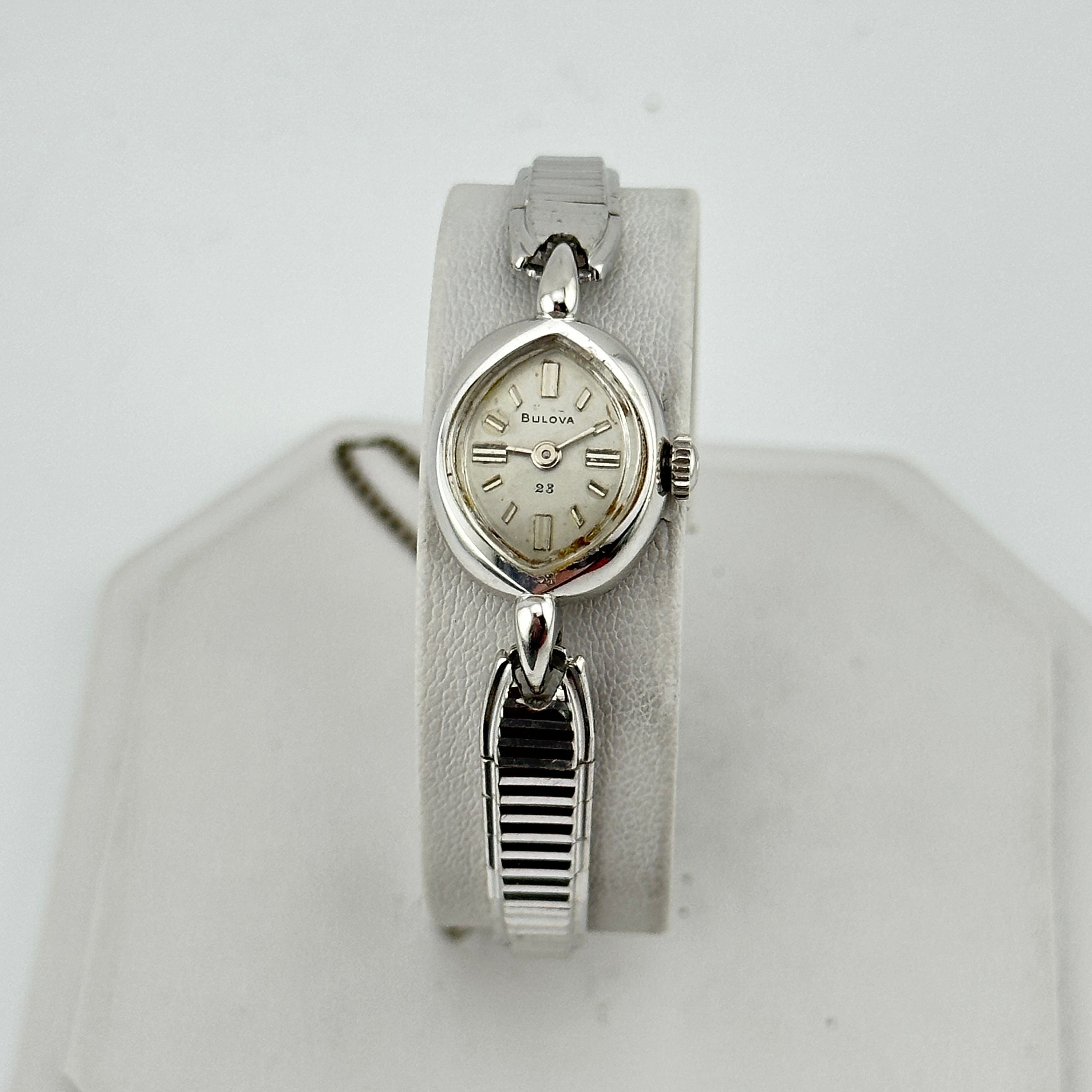 Vintage Bulova 23 Jewel Watch 10KT White Gold Rolled Plate Cocktail Art Deco Vintage Bulova 23 Ladies Watch 10K Rolled Gold Plate Art  main image 4