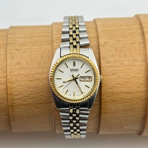 Seiko Two Tone White Dial Ladies 24mm Quartz Wristwatch C. 1980 Etsy