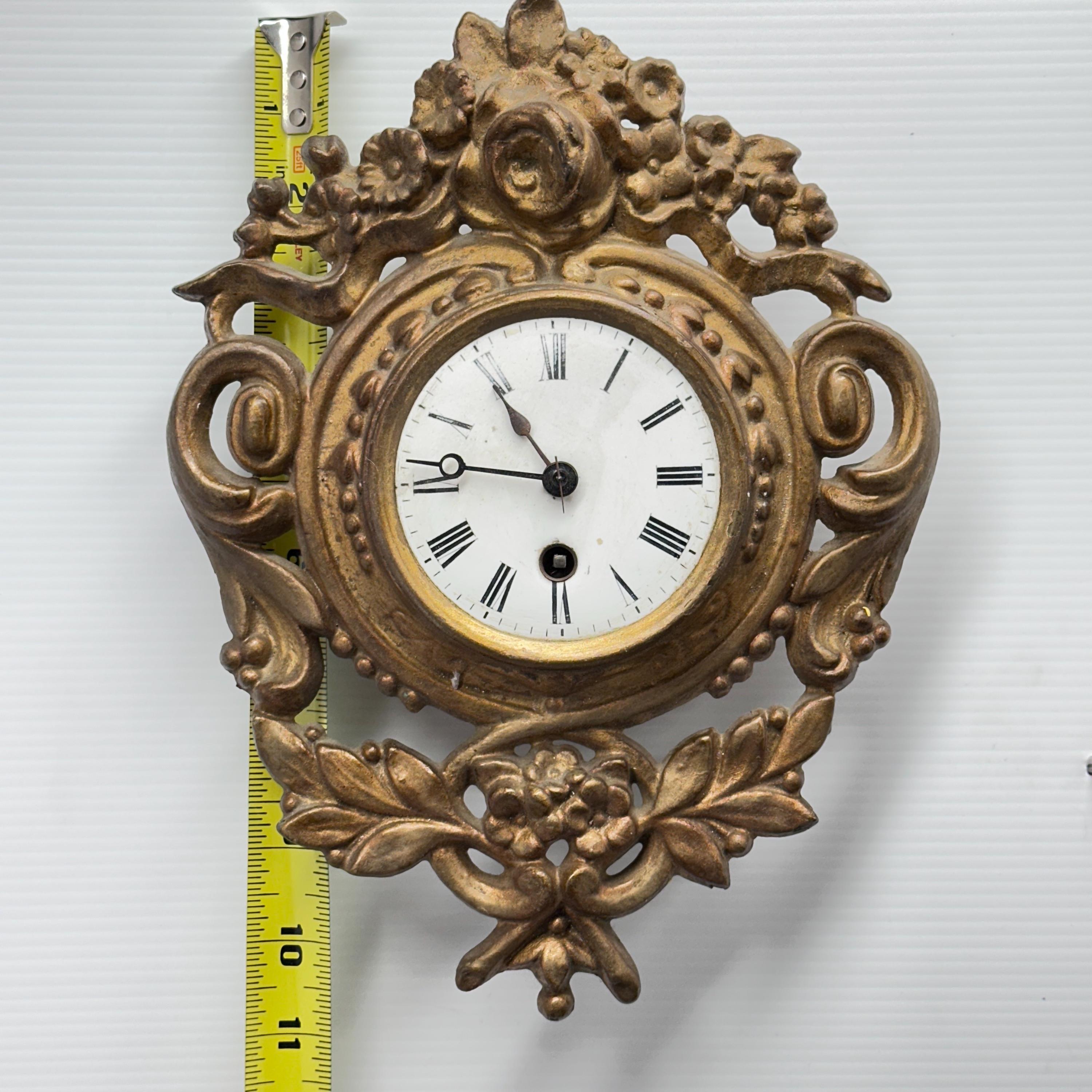 Antique French Gilt Brass Cartel Clock: Japy Frères Movement, C