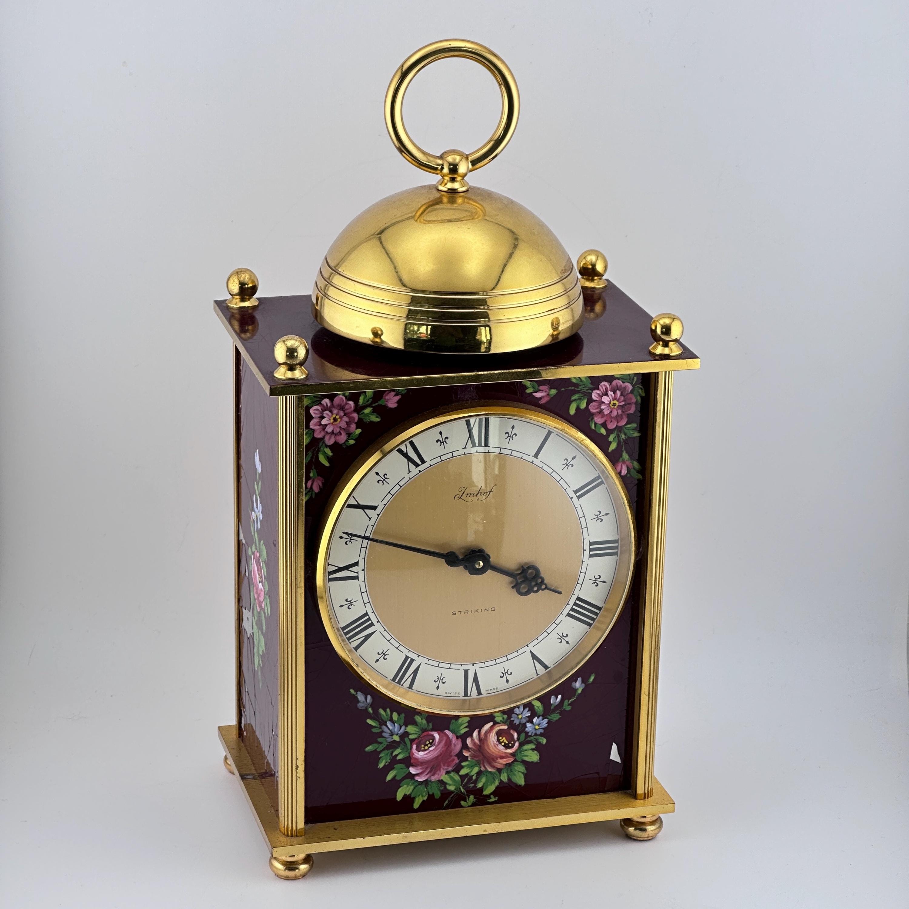 Imhof Gold Plated & Hand Painted Swiss 8 Day Mantle Clock - Etsy