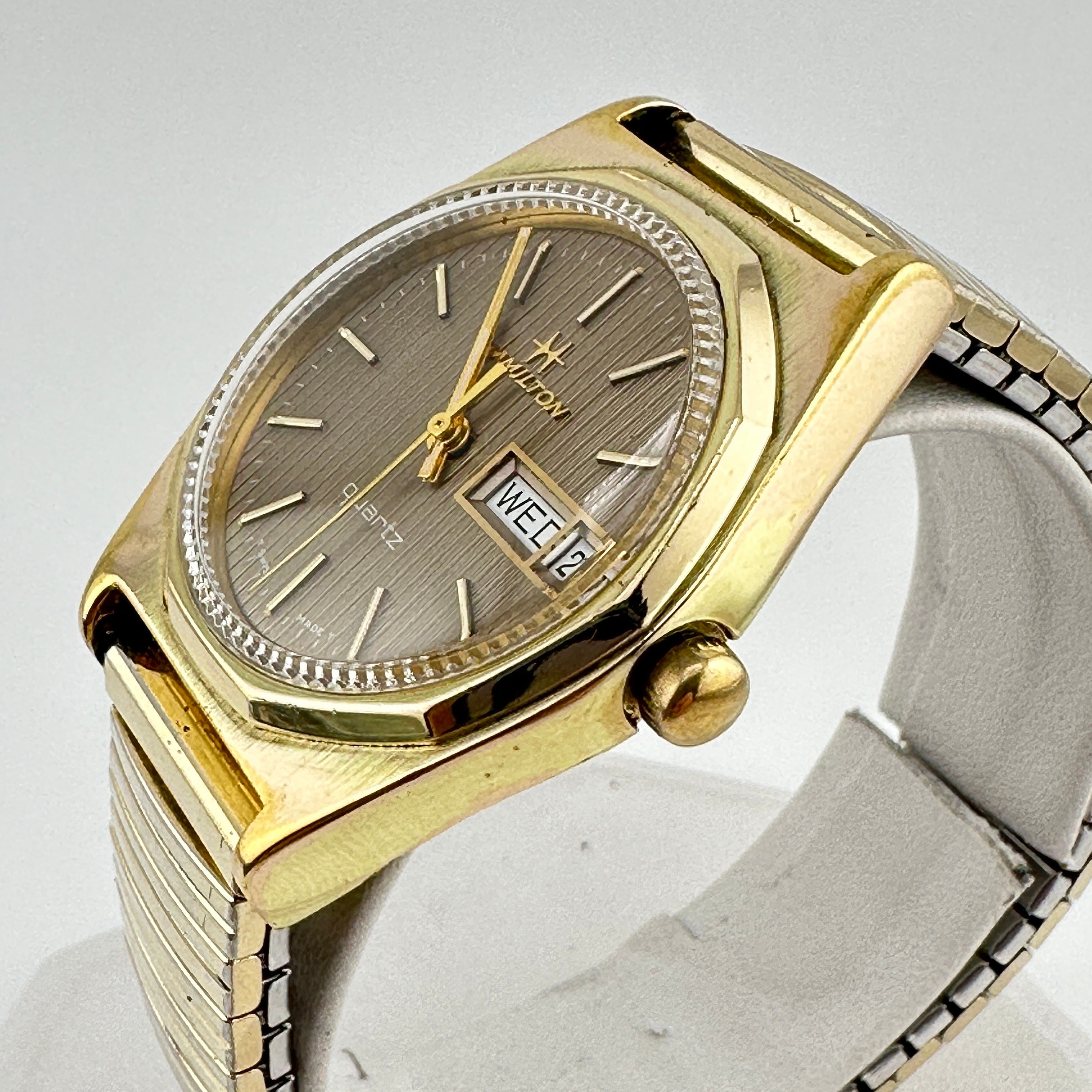 Hamilton Gold Swiss Quartz Mens 34mm Watch Etsy Australia