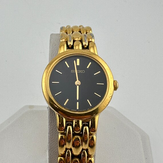 Vintage Seiko Gold Tone Ladies 24mm Quartz Wristw… - image 2