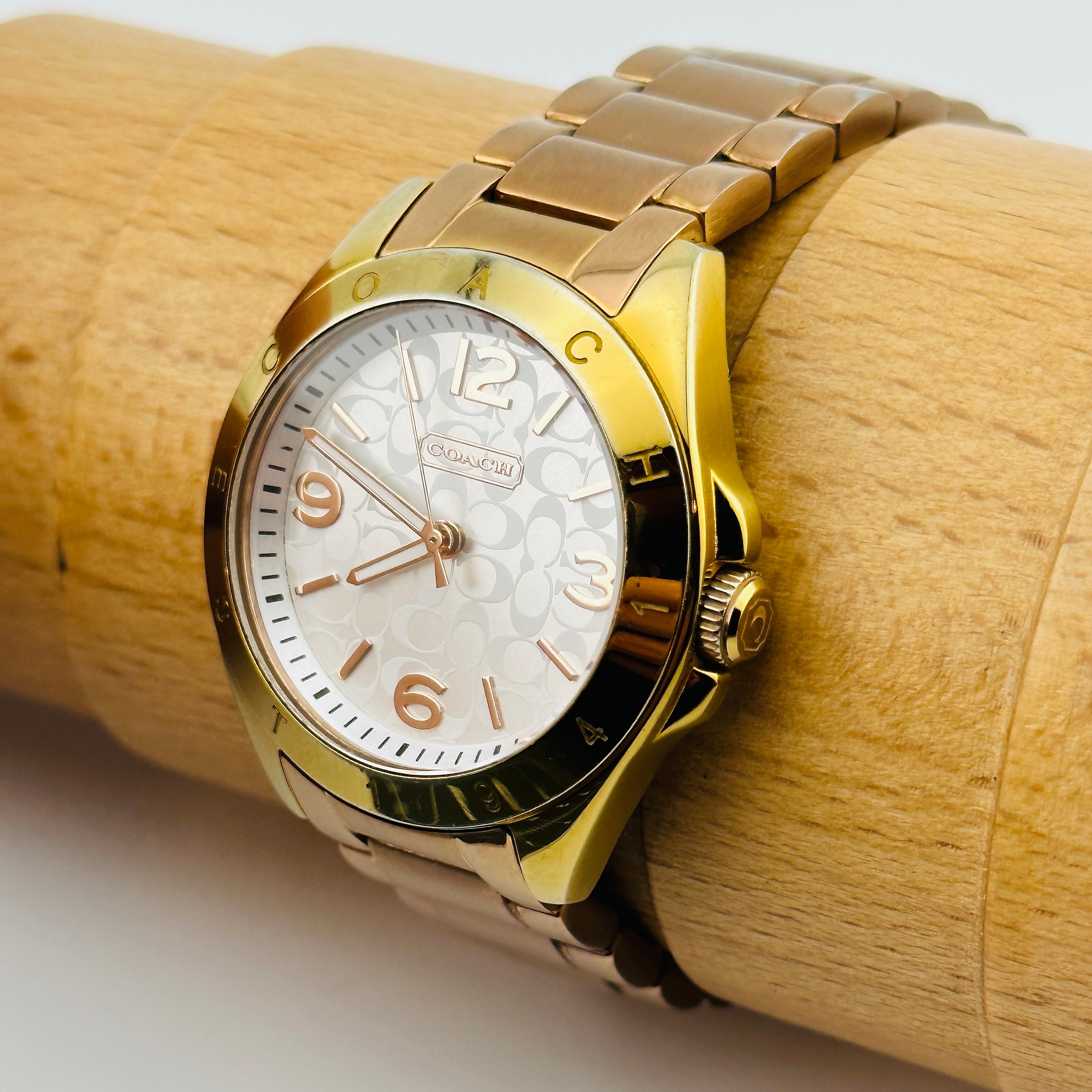 COACH Swiss Quartz Womens Gold Tone Stainless Watch - Etsy