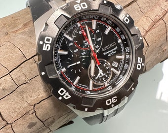 Seiko Chronograph 7T62 Quartz Watch With Black Dial and Stainless Steel Case and Original Band Etsy Denmark