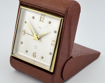 Rare Vintage Imhof Bucherer Swiss Made Brass 8 Day Alarm Clock