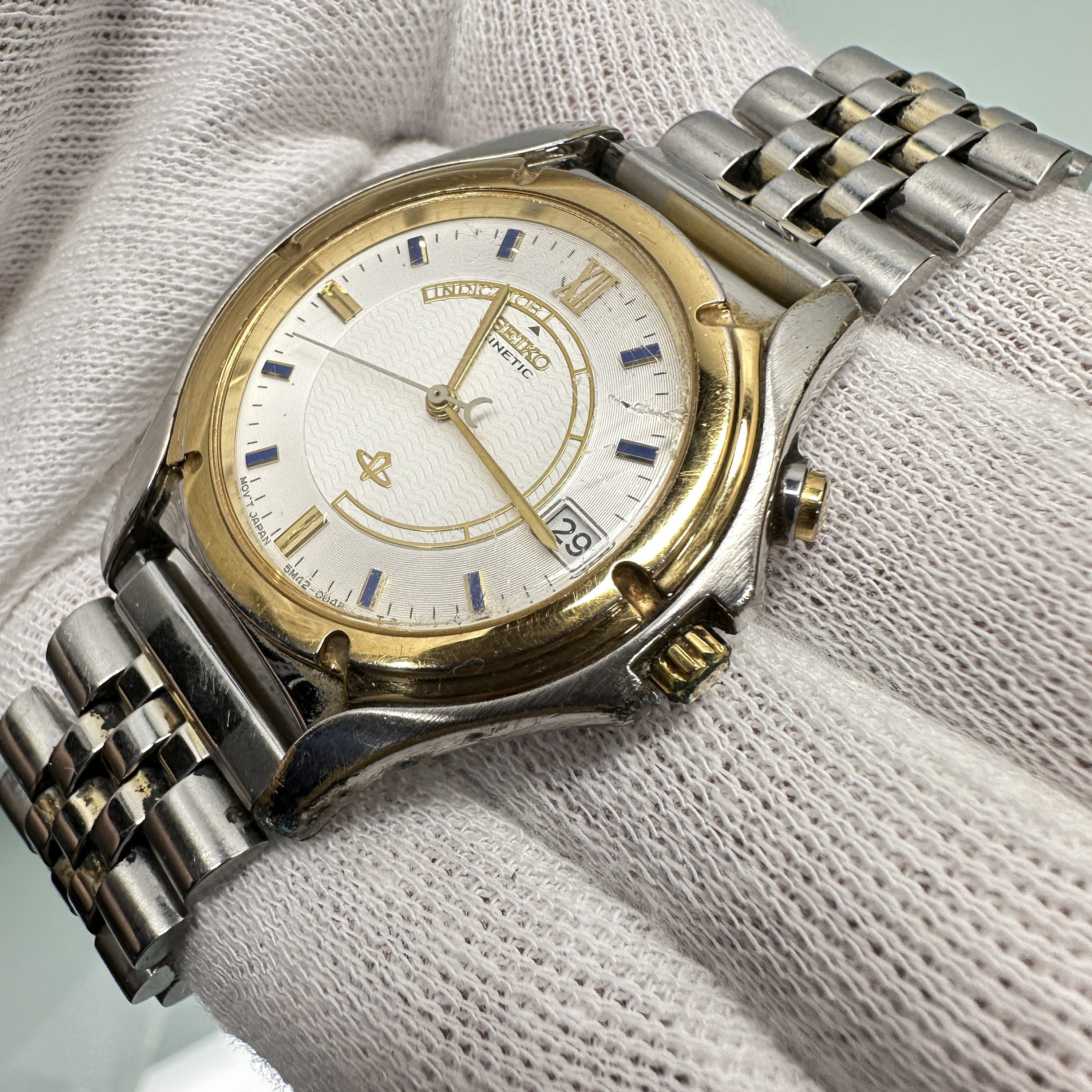 Seiko Kinetic Gold & Steel Watch With Date  - Etsy Norway