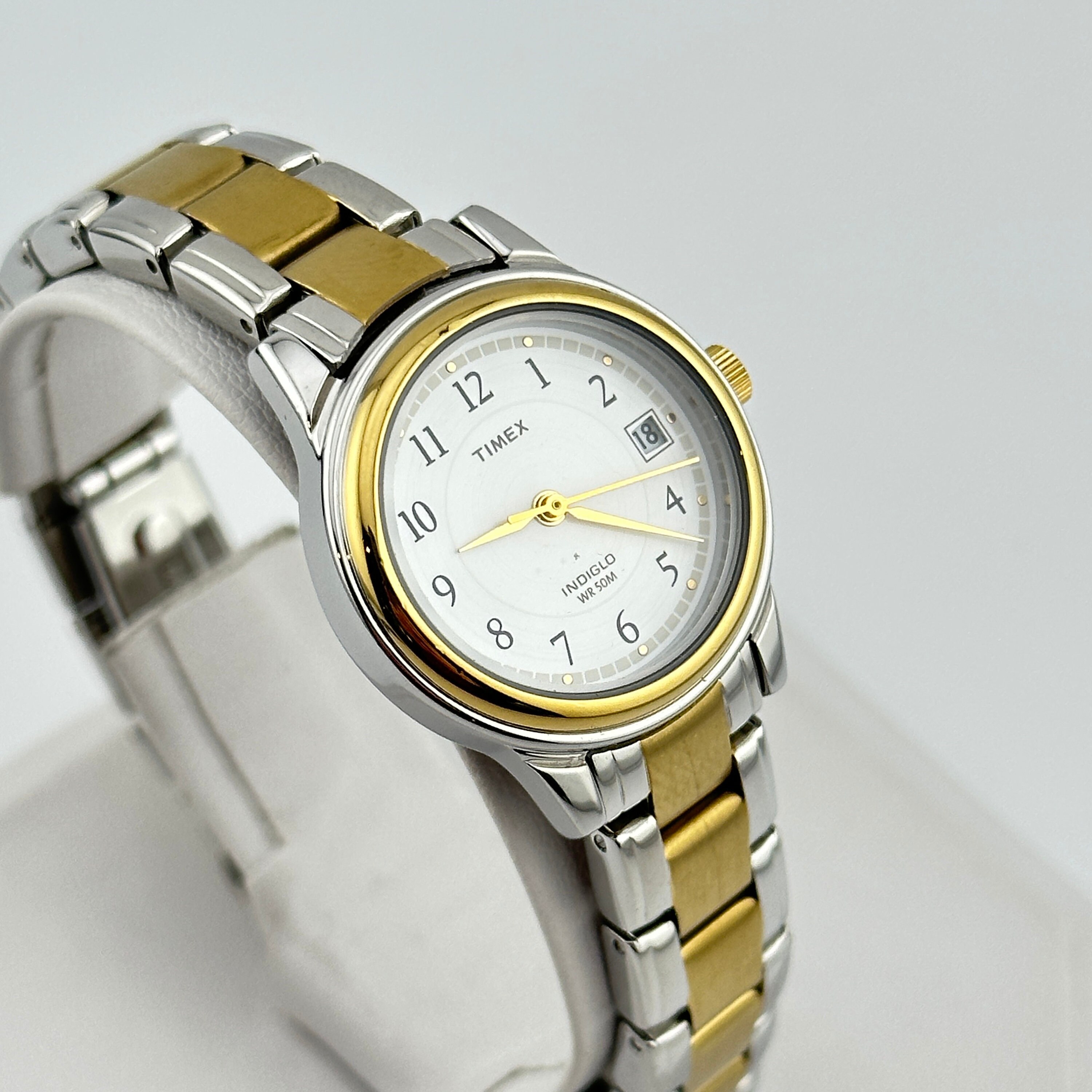 Timex Two Tone Indiglo 25mm Bracelet Watch Etsy Canada